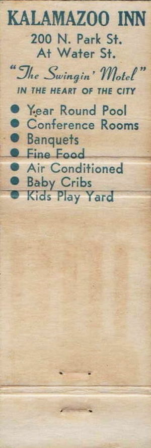 Kalamazoo Inn (Valley Inn Motel) - Matchbook (newer photo)